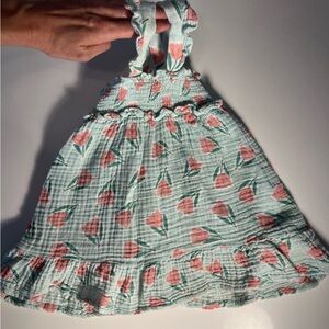 Angel Dear Mint and Pink Floral Dress